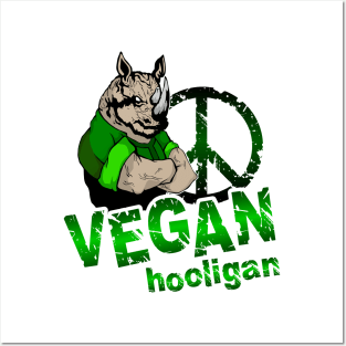 Vegan hooligan - rhinoceros Posters and Art